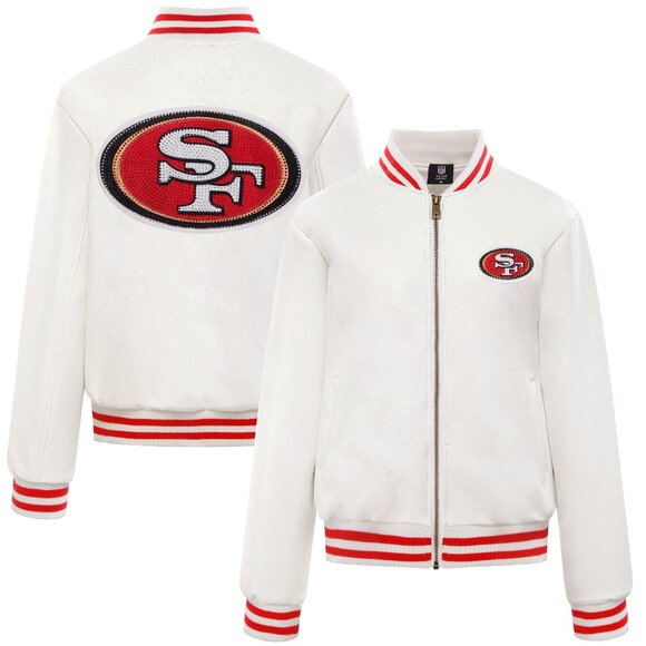 NFL San Francisco 49ers White Vegan Leather Jacket - Picture 2 of 2